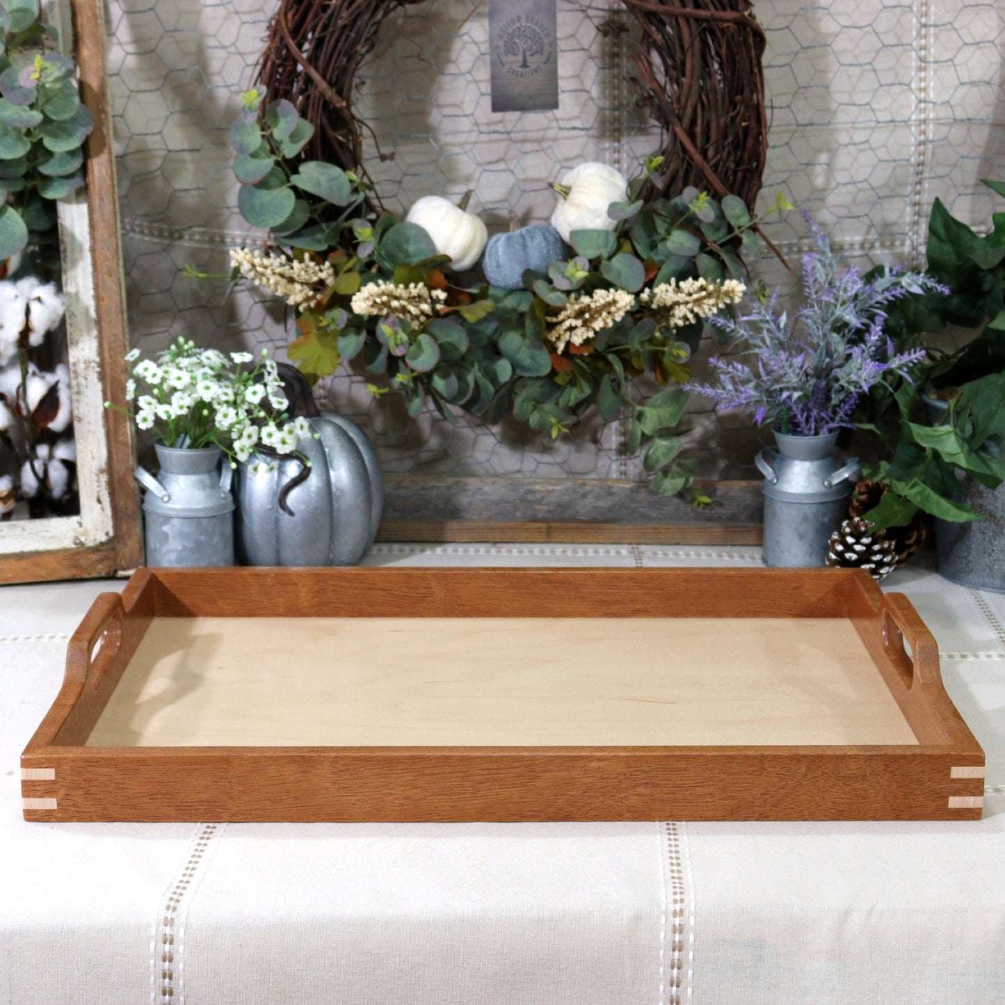 Mahogany Serving Tray, Ottoman Tray, Coffee Table Tray