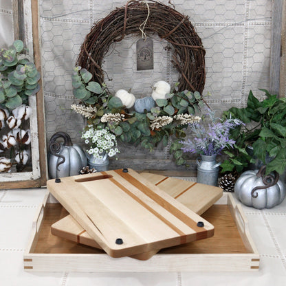 3-PC Maple Tray, Cutting Board, & Wine Carrier