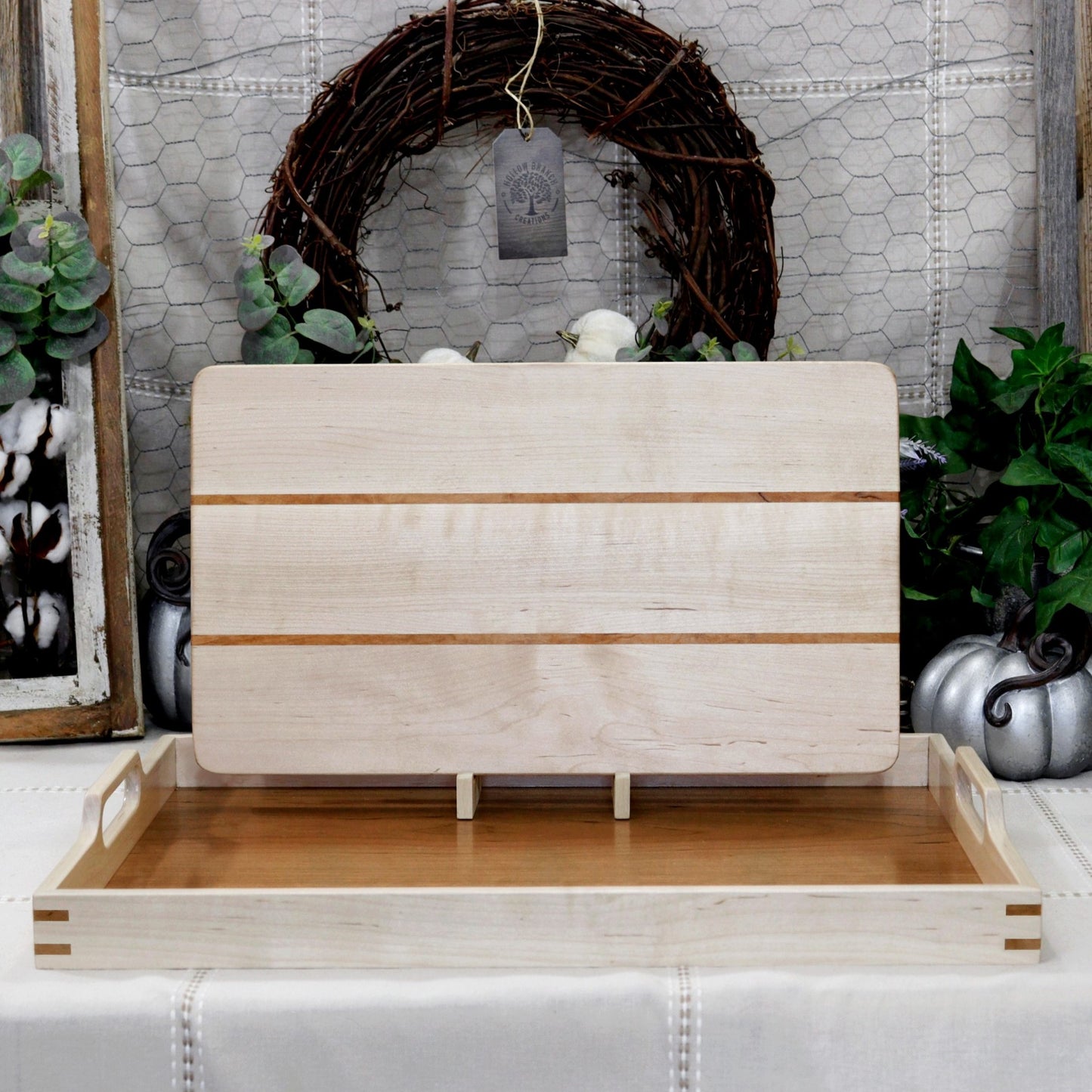Cutting Board, Wood Cutting Board, Decorative, tray, ottoman tray, serving tray, serving tray with handle, buy cutting board, table setting, walnut tray, walnut cutting board, decorative cutting board, serving board, housewarming, party, party planner, chef, cooking, realtors, real estate, homeowner, home décor, brunch, holiday, party, birthday, anniversary, gift, Christmas, Thanksgiving, chopping board, Made in the USA, Cherry, Maple, Walnut, Wooden Wine Bottle Holder, Wine carrier, Wine Bottle Carrier