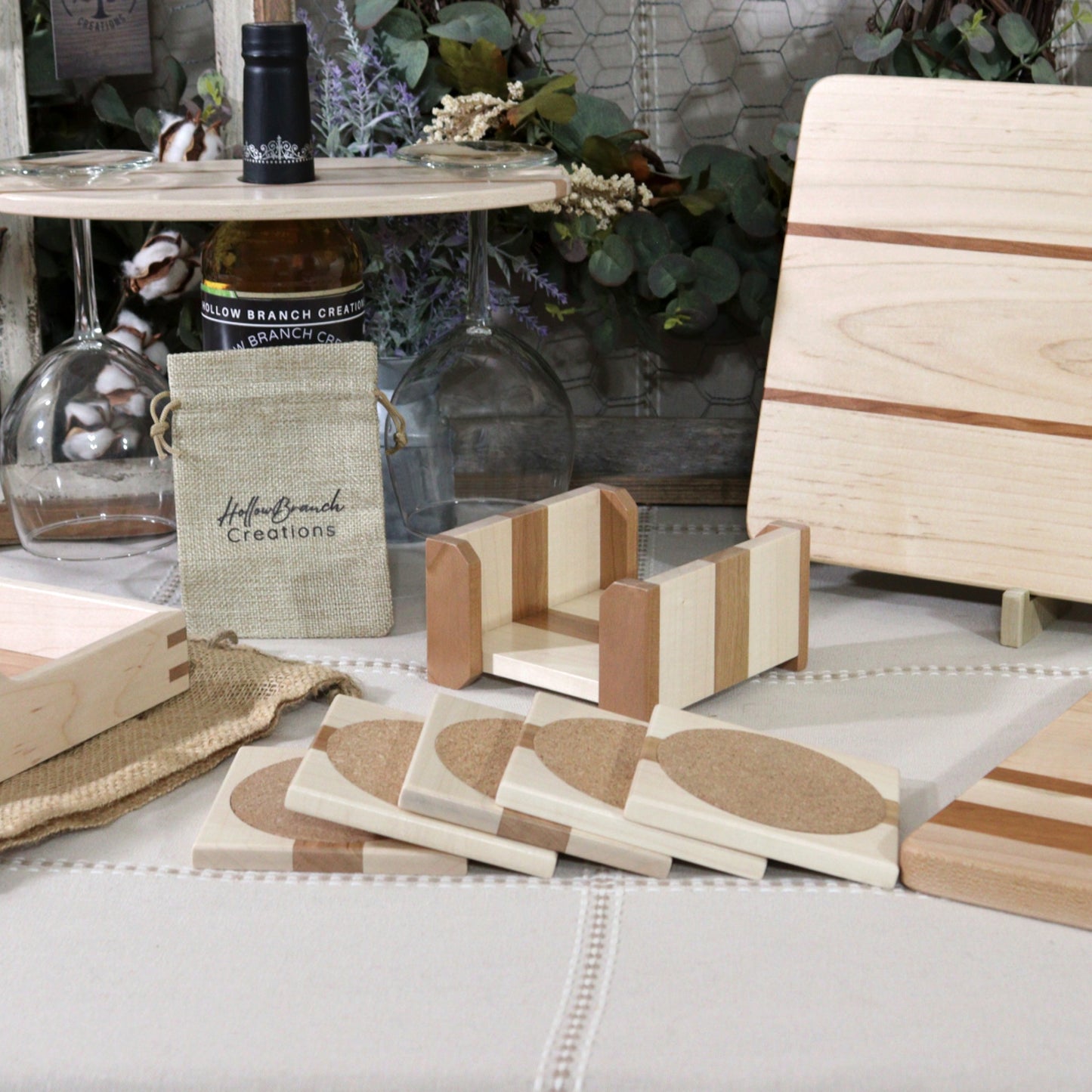 Maple with Cherry Wooden Coaster Set Specially Designed For Small or Large Cups