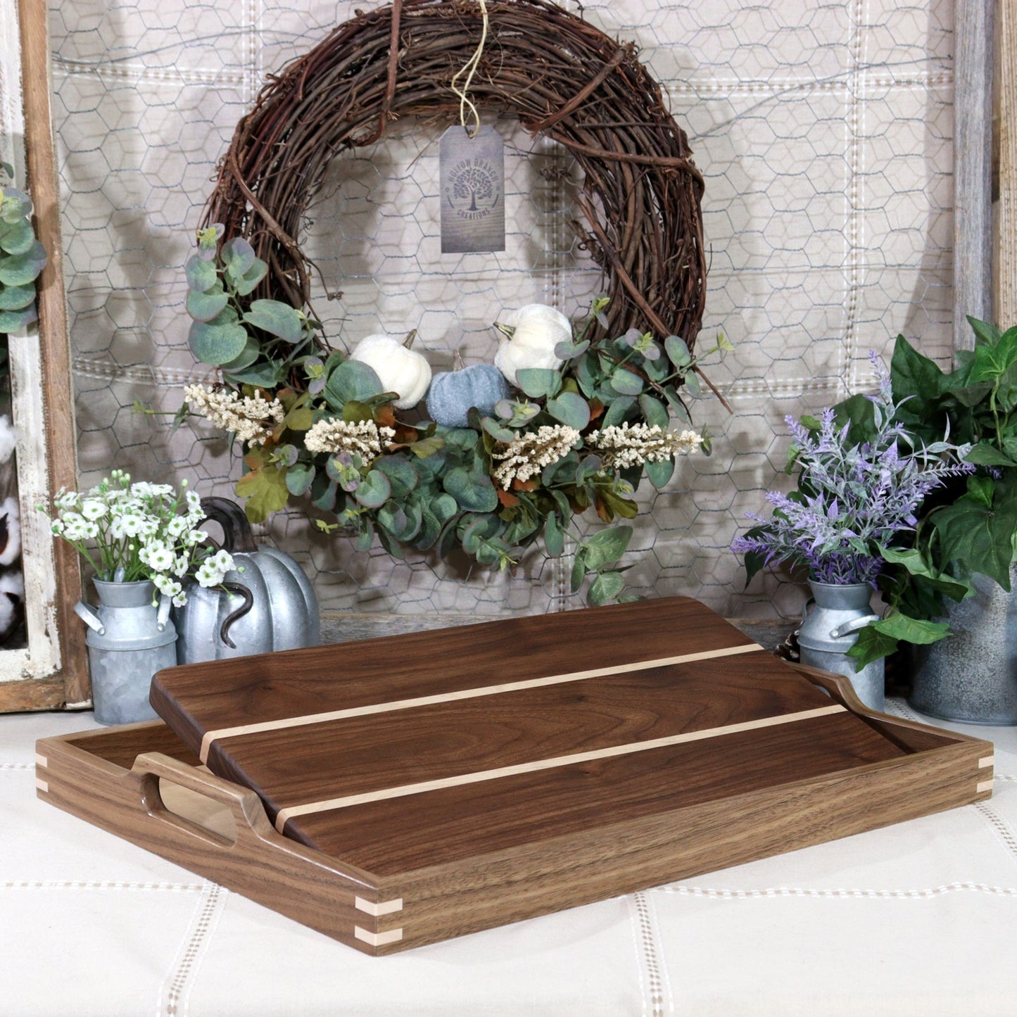 Cutting Board, Wood Cutting Board, Decorative, tray, ottoman tray, serving tray, serving tray with handle, buy cutting board, table setting, walnut tray, walnut cutting board, decorative cutting board, serving board, housewarming, party, party planner, chef, cooking, realtors, real estate, homeowner, home décor, brunch, holiday, party, birthday, anniversary, gift, Christmas, Thanksgiving, chopping board, Made in the USA, Cherry, Maple, Walnut, Wooden Wine Bottle Holder, Wine carrier, Wine Bottle Carrier