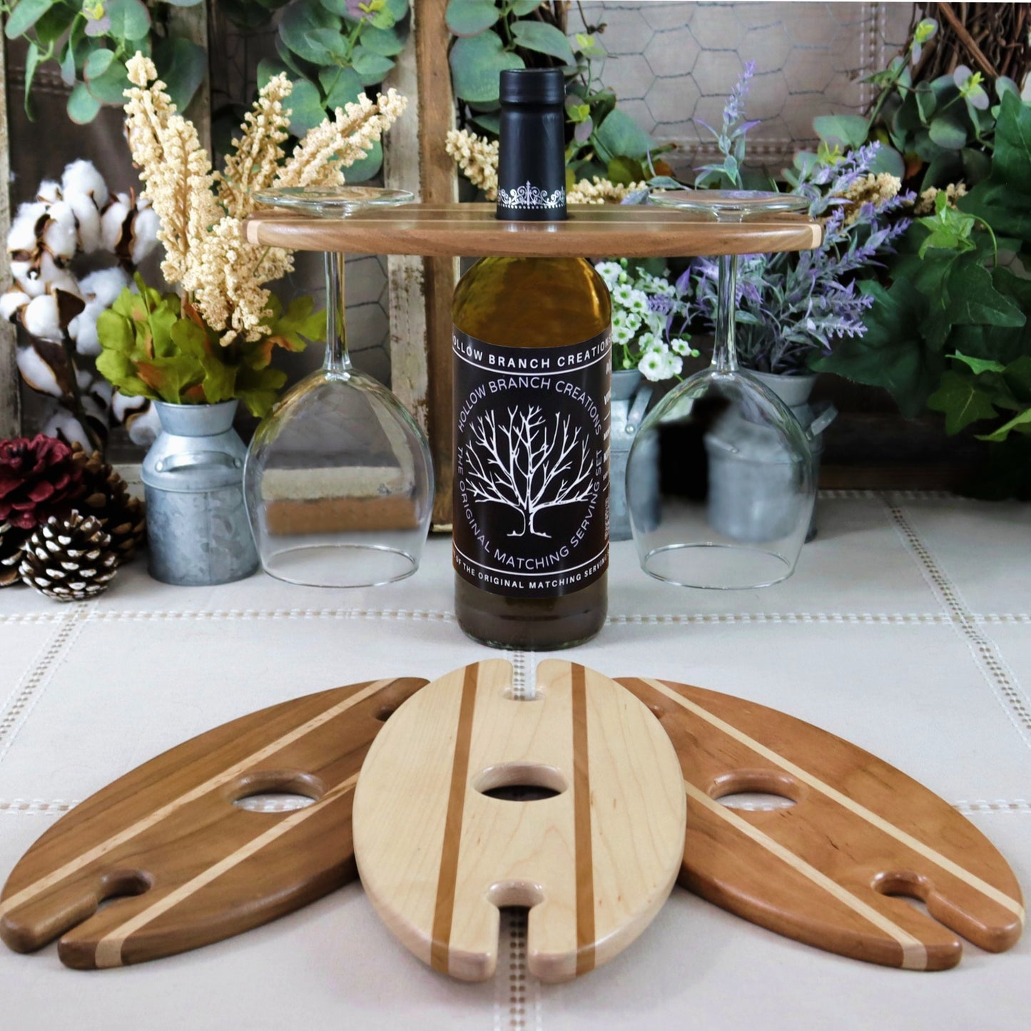 Cutting Board, Wood Cutting Board, Decorative, tray, ottoman tray, serving tray, serving tray with handle, buy cutting board, table setting, serving board, housewarming, party, party planner, chef, cooking, realtors, real estate, homeowner, home décor, brunch, holiday, party, birthday, anniversary, gift, Christmas, Thanksgiving, chopping board, Made in the USA, Cherry, Maple, Walnut, Wooden Wine Bottle Holder, Wine carrier, Wood Coasters, coasters, drink coasters, coffee, wine, large coaster, coaster set