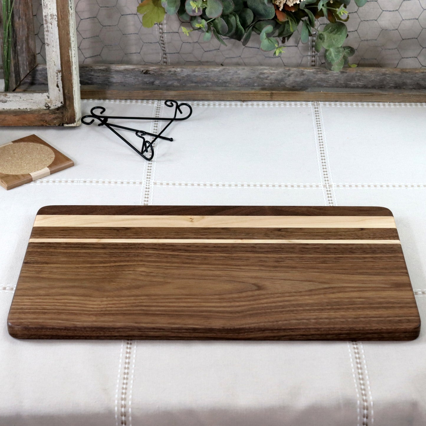 Walnut Cutting Board With Maple Offset Inlay
