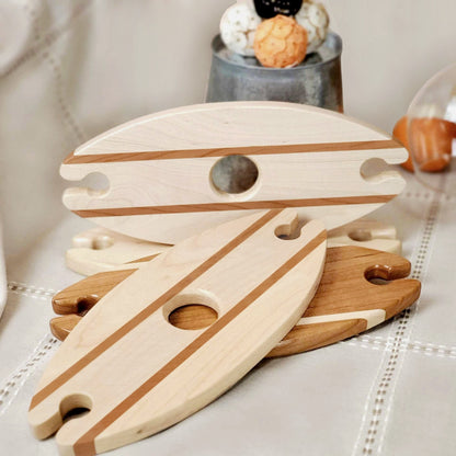 4-PC Maple Wood Tray, Cutting Board, Wine Carrier & Coaster Set