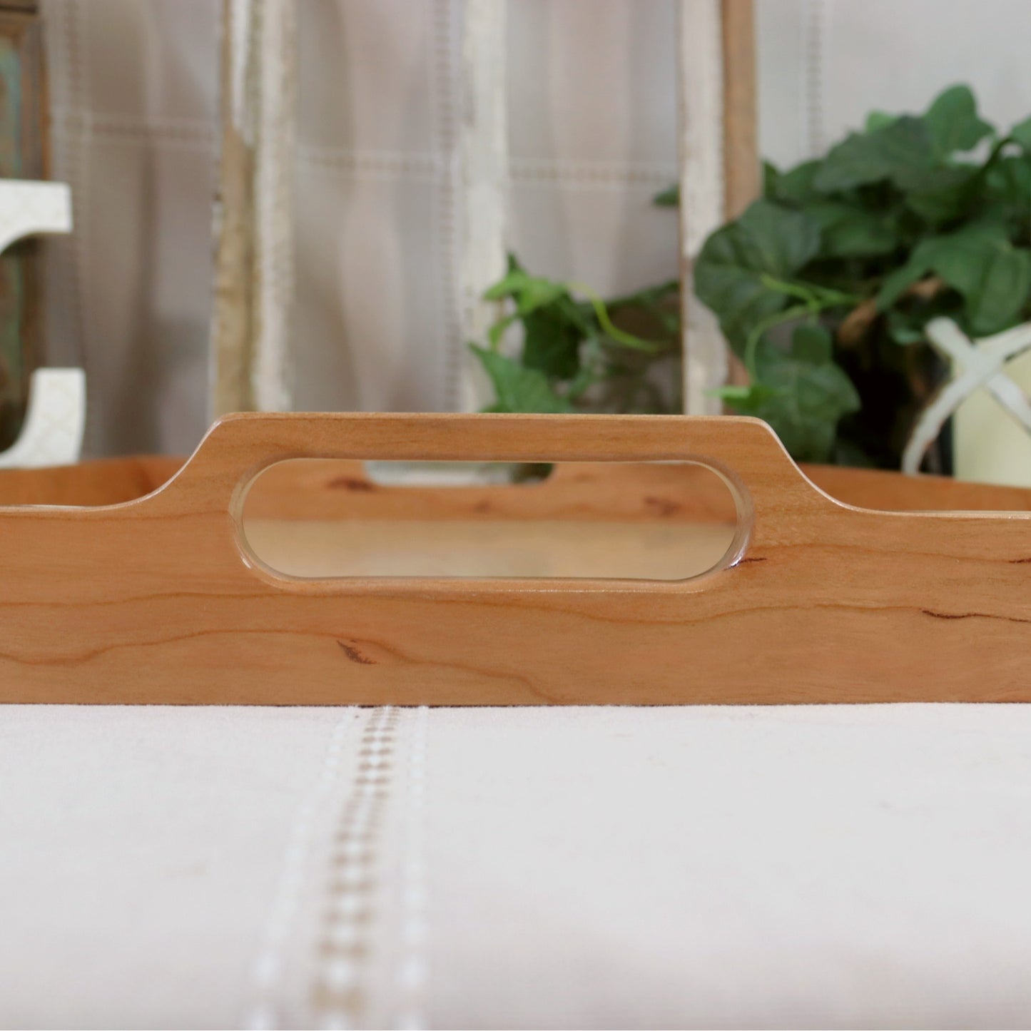 4-Piece Cherry Wood Tray, Cutting Board, Wine Carrier & Coaster Set