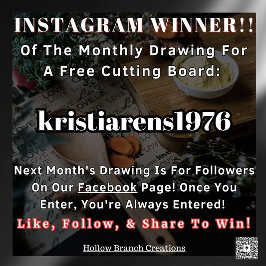 🎉 Announcing the Winner of Our Monthly Cutting Board Drawing! 🎉