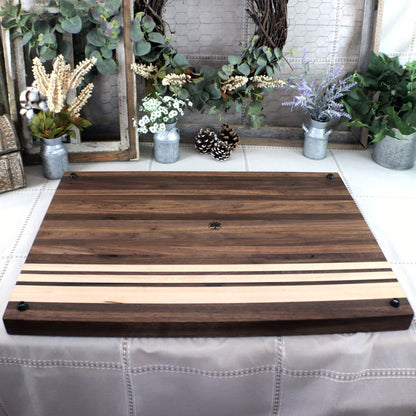Extra-Large Edge-Grain Walnut & Maple End-Grain Cutting Board For Tabletop or Counter