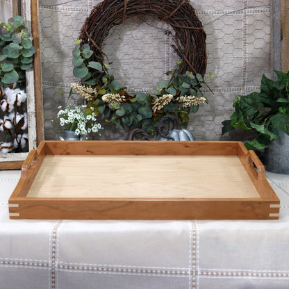 Cherry & Maple Wooden Serving Tray with Handles