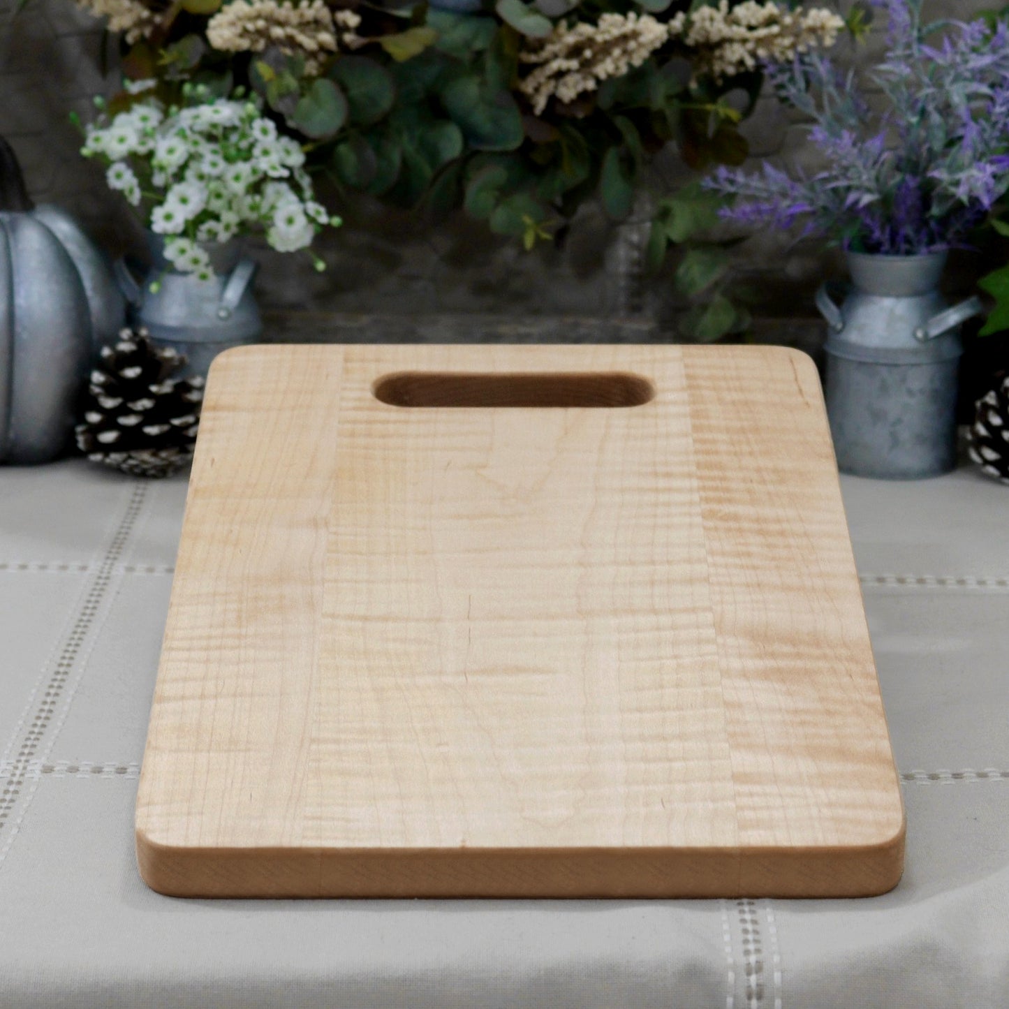 Solid Curly Maple Cutting Board With Built-In Handle