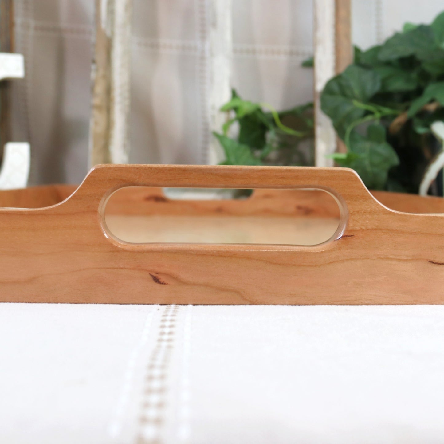 Cherry & Maple Wooden Serving Tray with Handles