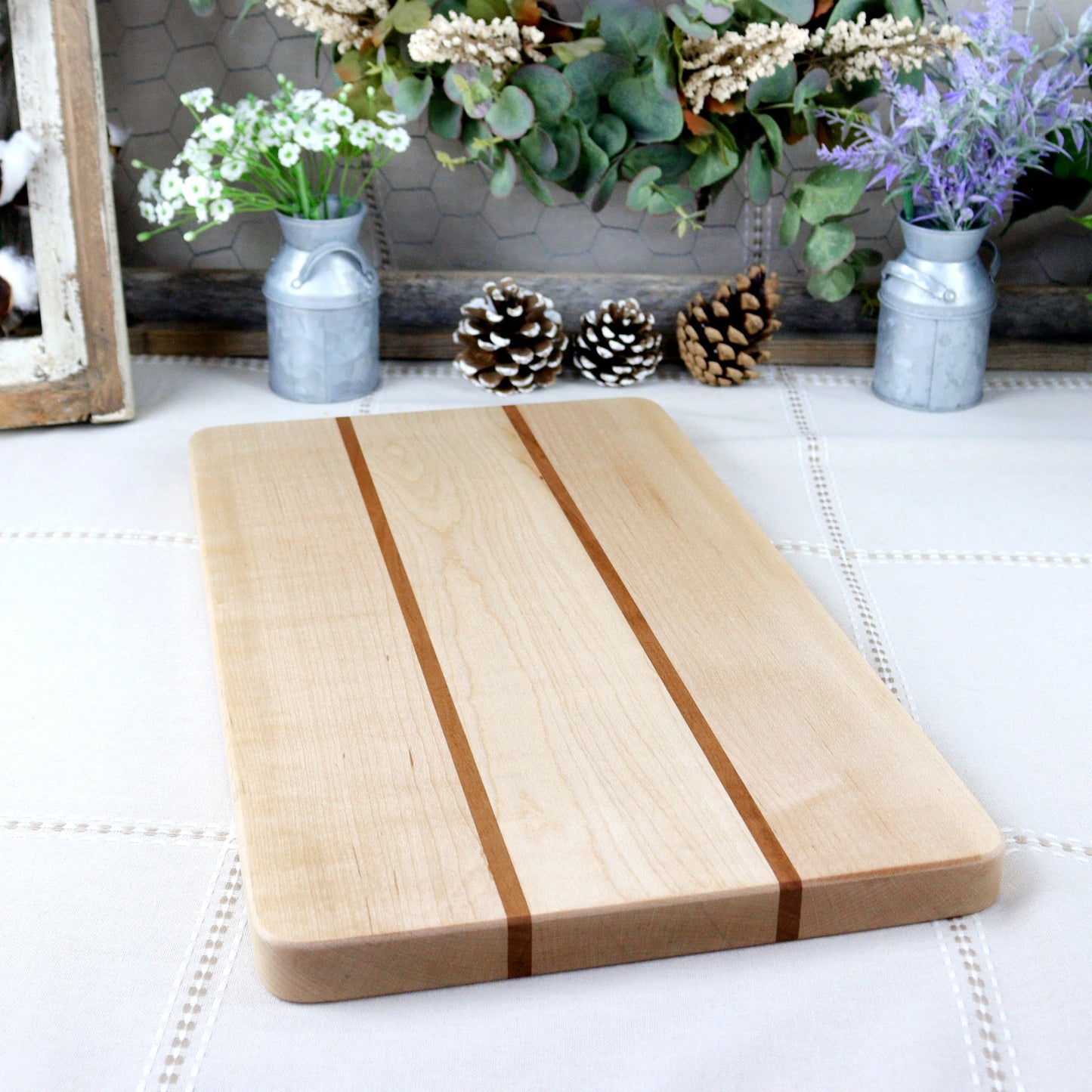 2-Piece Maple Serving Set: Handcrafted  Wood Serving Tray & Matching Cutting Board