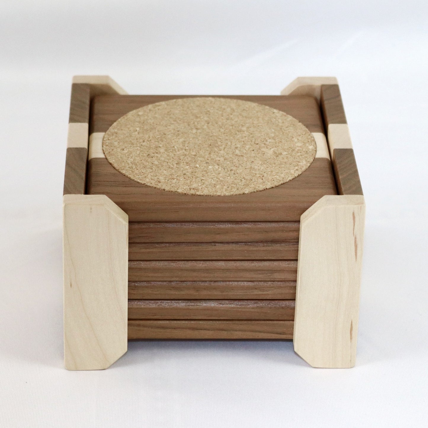 Walnut & Maple Wooden Coaster Set - Made for Large Cups