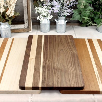 Maple Wood Cutting Board with Cherry Inlay Maple Offset Cutting Board