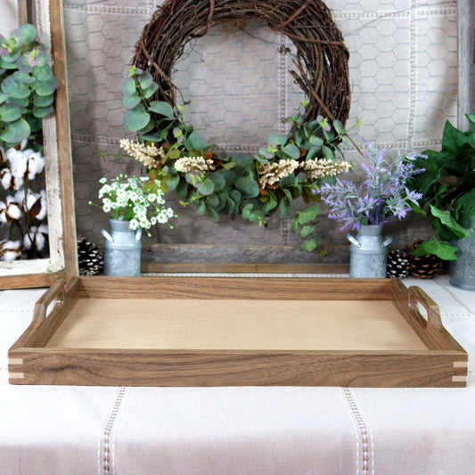 Walnut & Maple Wooden Serving Tray with handles