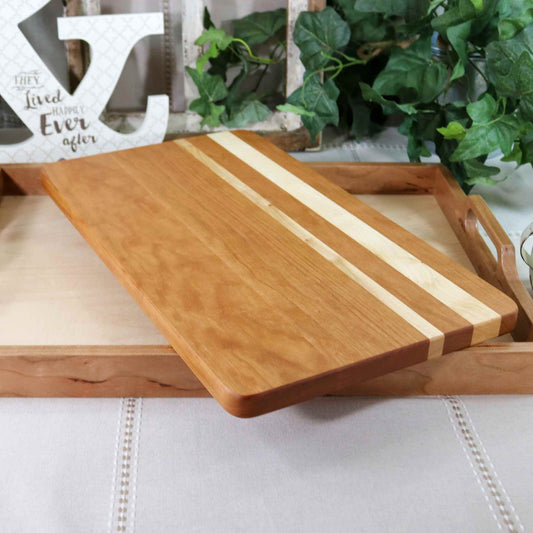 Cherry Cutting Board With Offset Maple Inlay